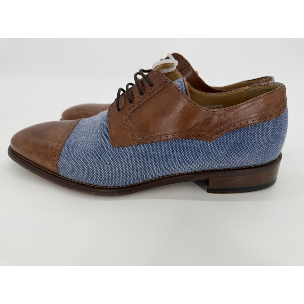 Paul Fredrick Sterling Derby dress shoes Brown Blue 45/12 Made In Italy - Picture 4 of 7